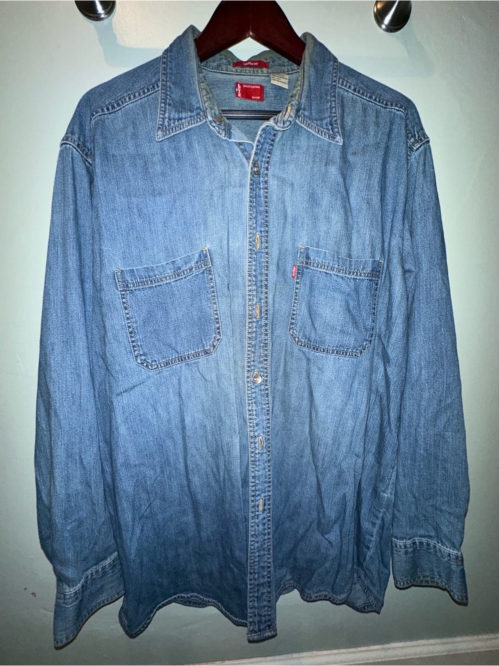 Vintage Levi's Men's Large Blue Denim Button-Front Shirt Jacket